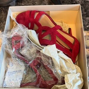 NWT Red Strappy Heeled Sandals